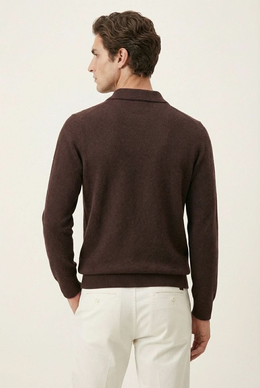 Ario Long Sleeve Polo Maroon