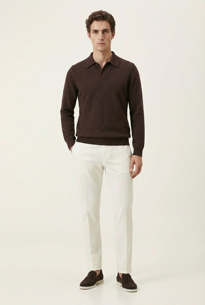 Ario Long Sleeve Polo Maroon