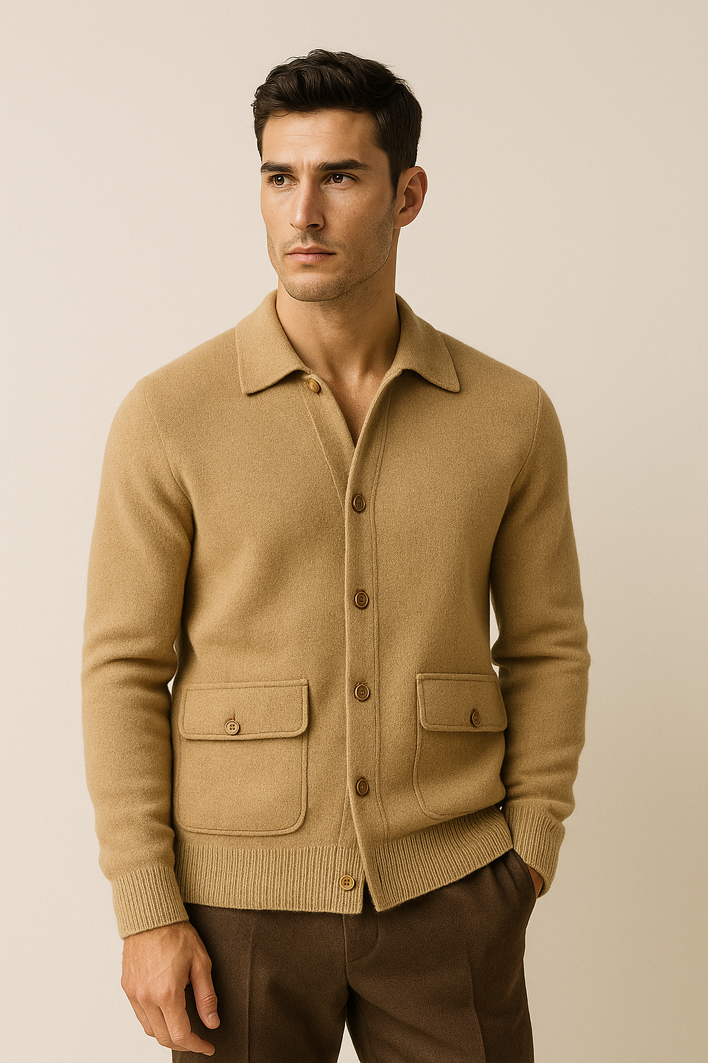 Vicenza Cashmere Cardigan Camel