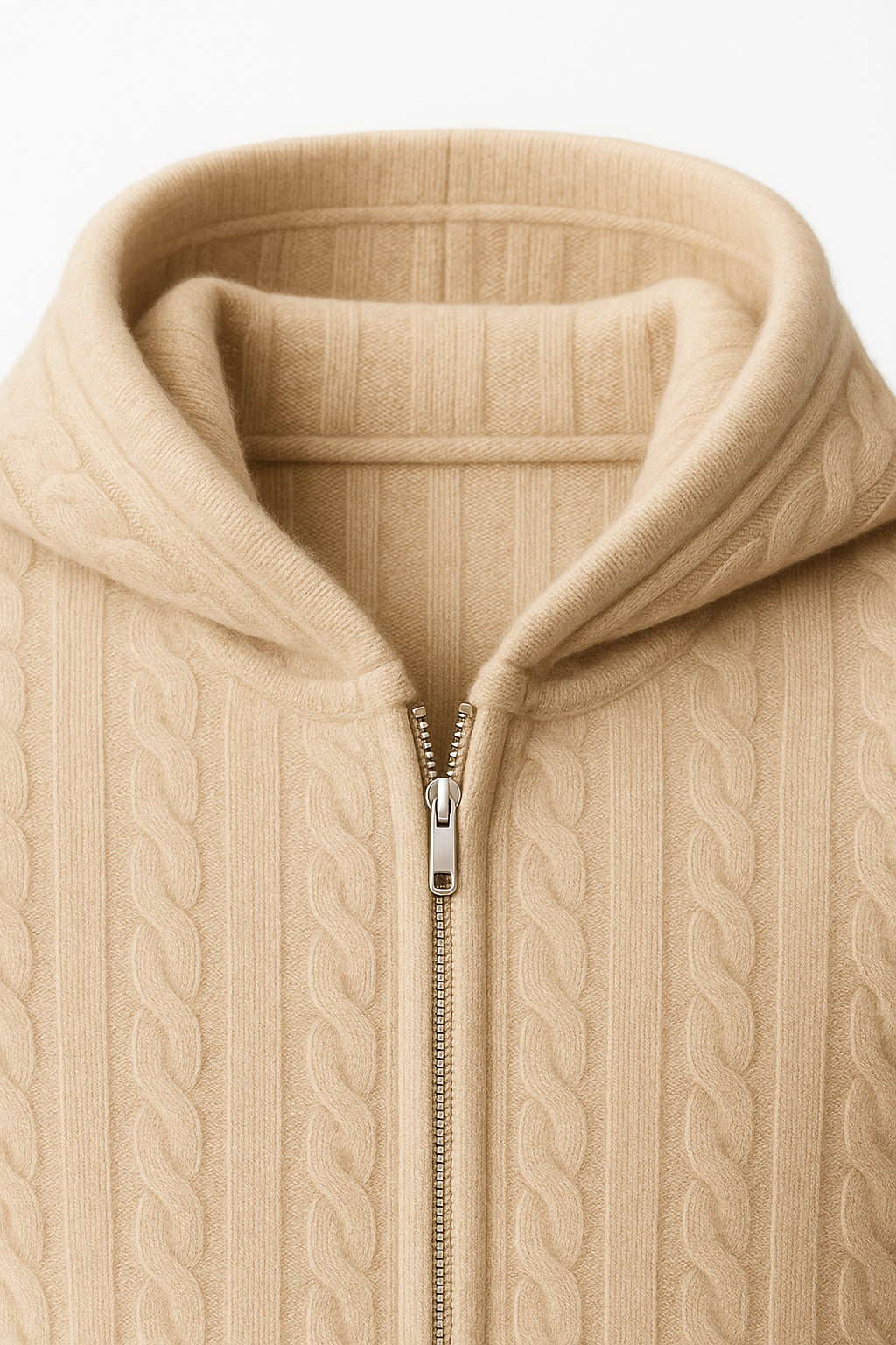 Georgio Hooded Cable Knit Beige