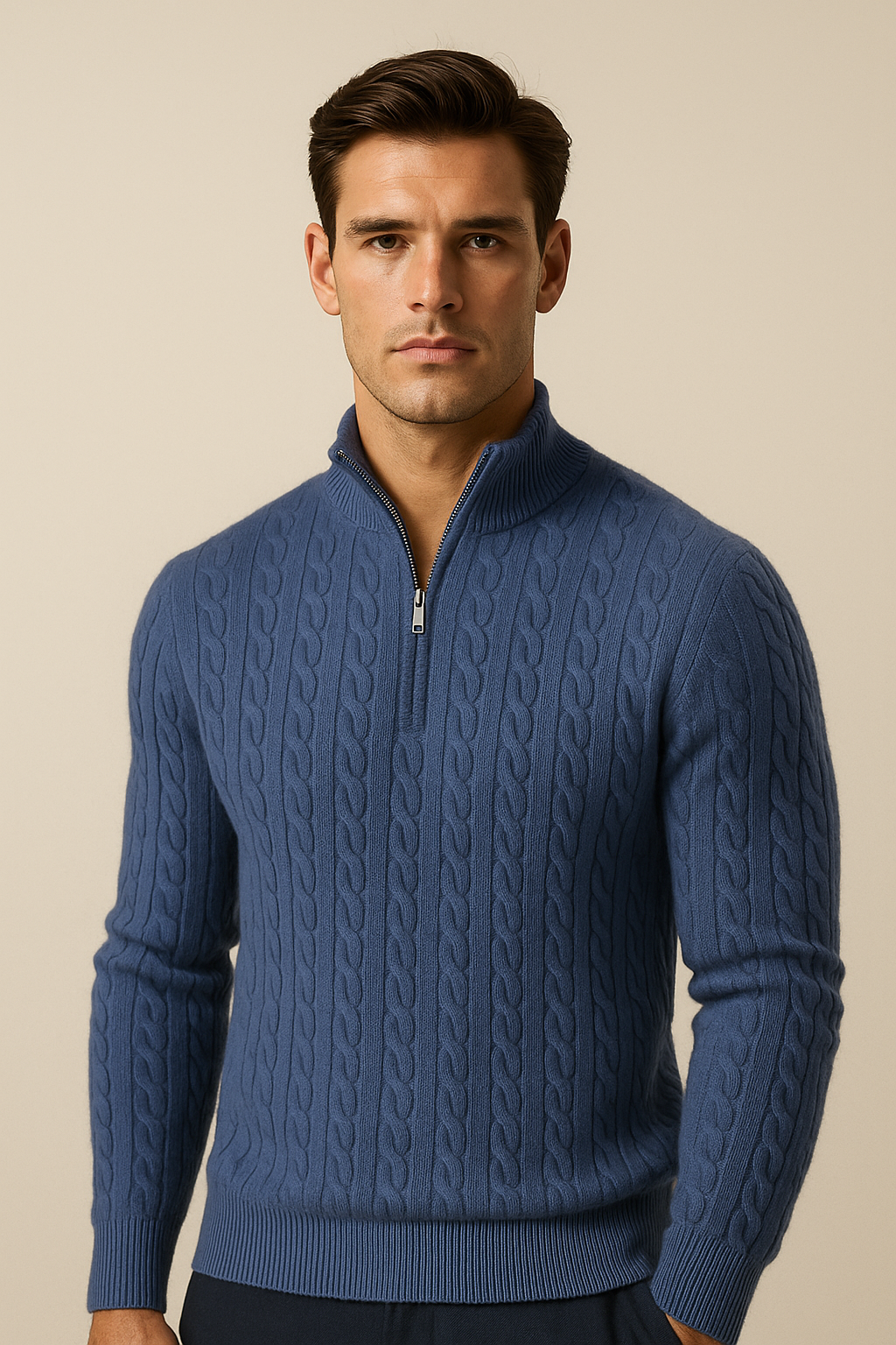 Lerano Cashwool Half-Zip Knit Blue