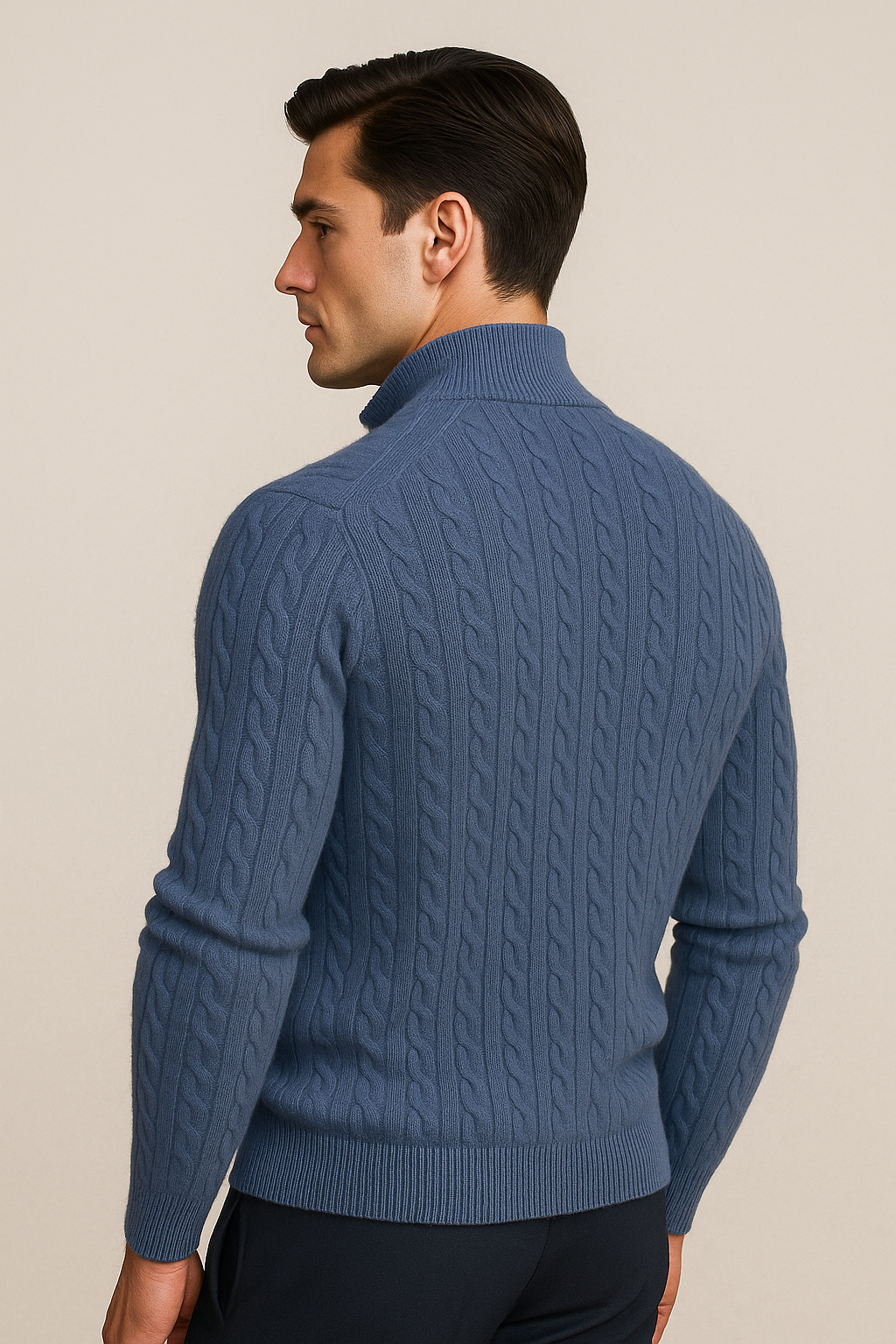 Lerano Cashwool Half-Zip Knit Blue