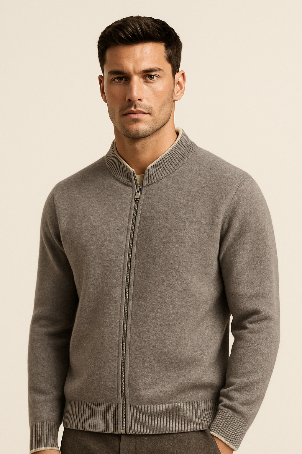Leonardo Zip Cardigan Grey