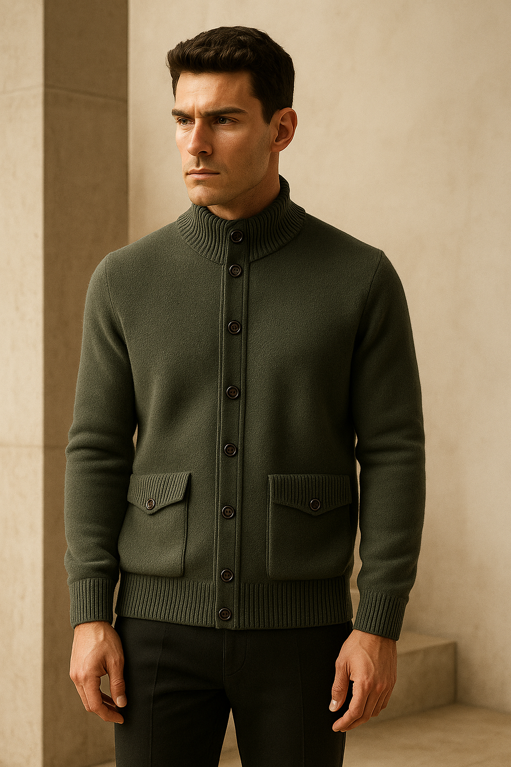 Giotto Cashmere Cardigan Forest