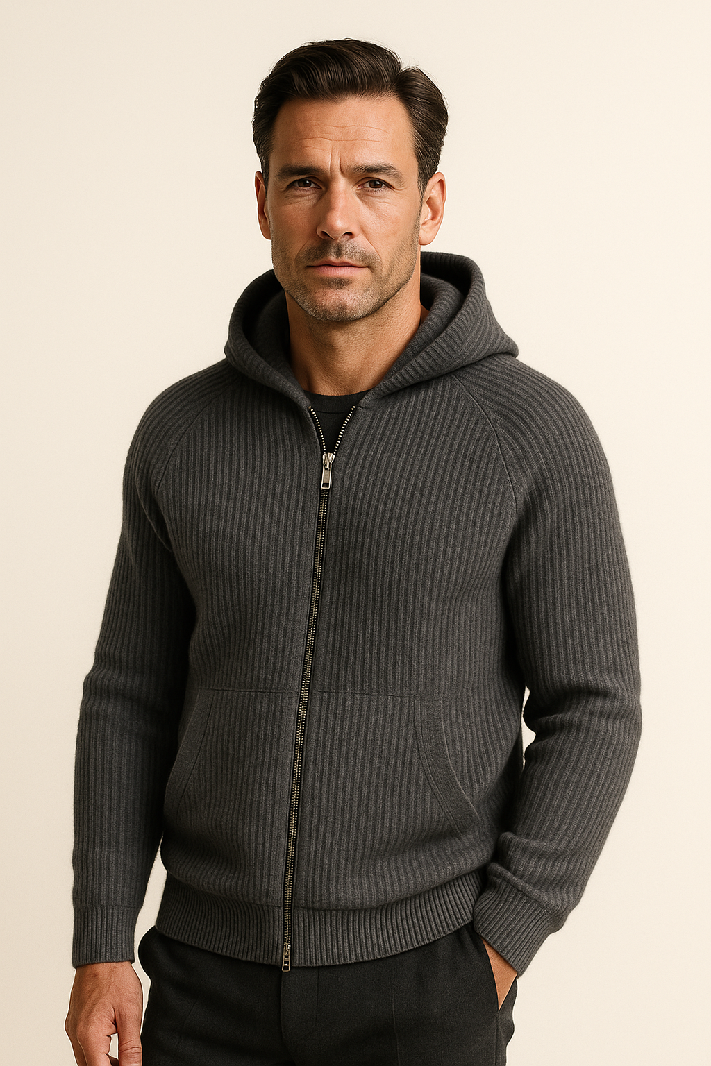 Georgio Hooded Knit Dark grey