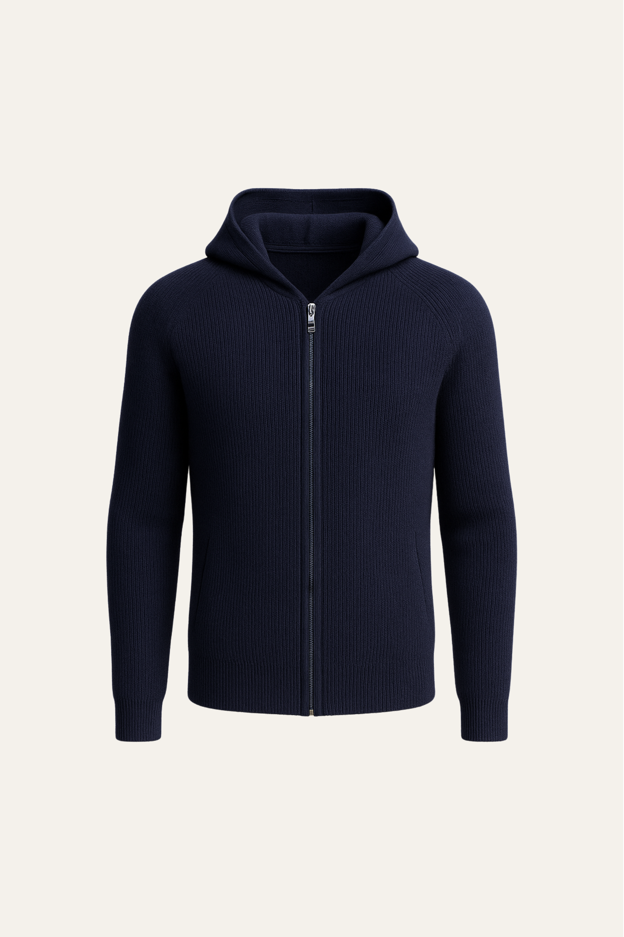SIRO NAVY CABLE KNIT HOODIE