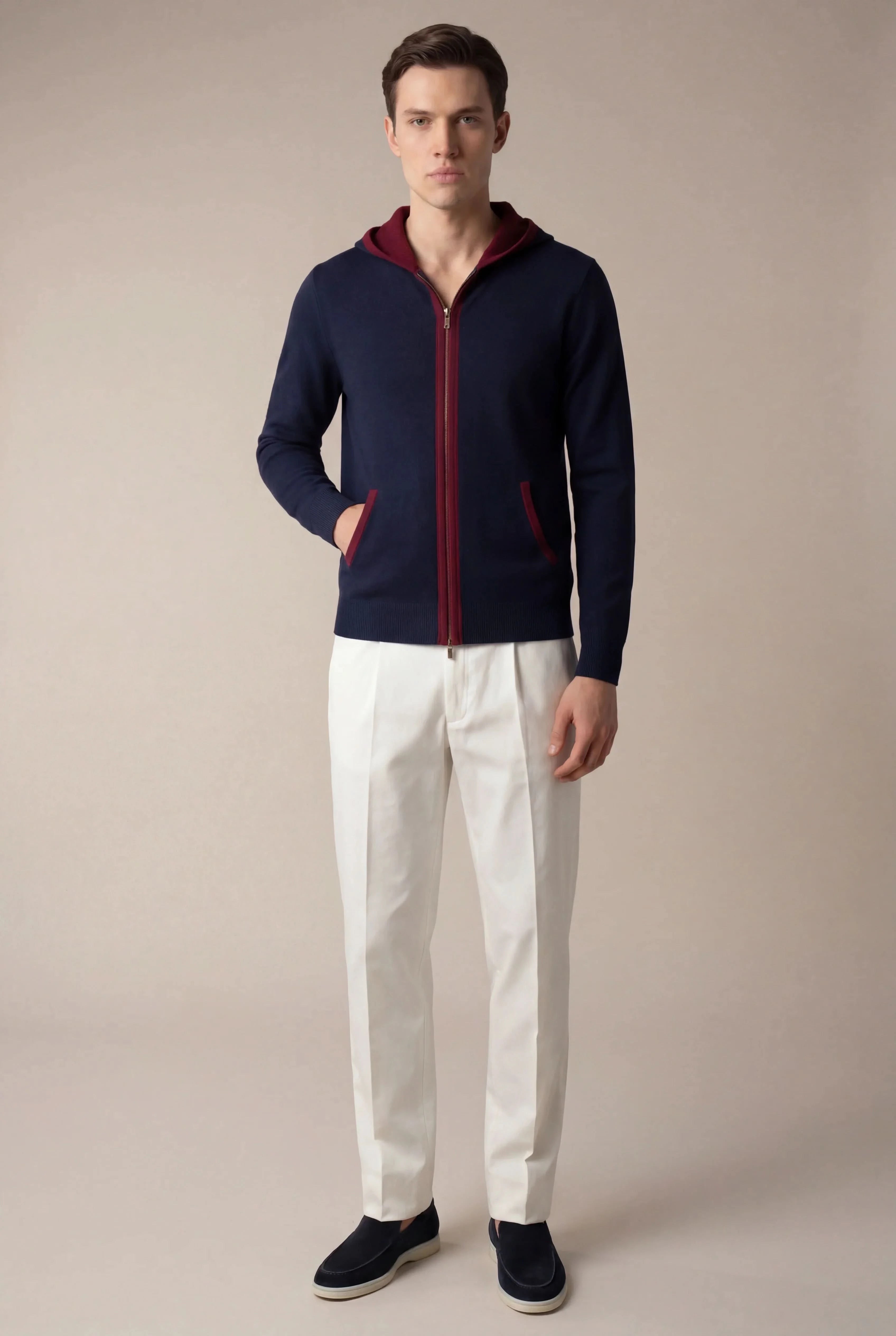 Santoni Extrafine Hoodie Navy