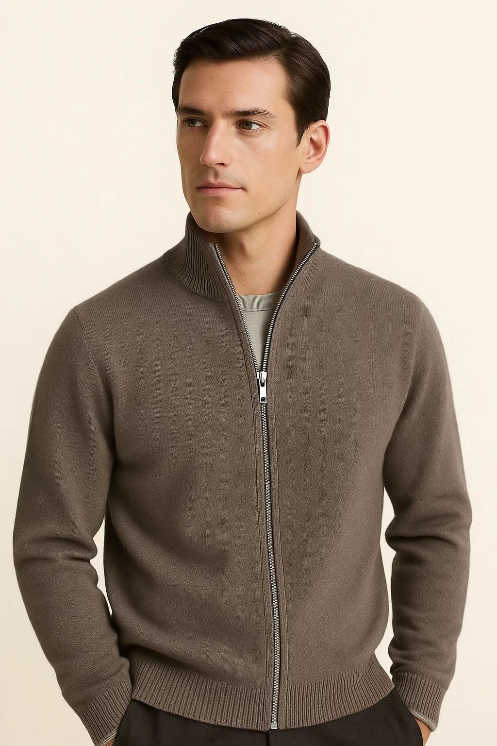Leonardo Zip Cardigan Grey