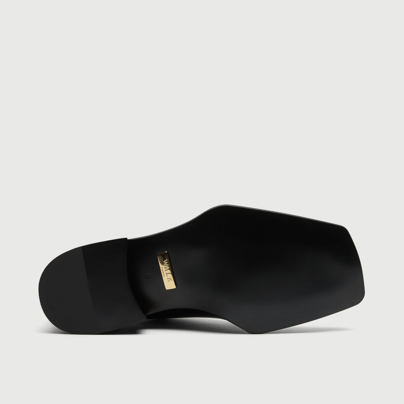 Black High Shine Leather Slip On Loafer