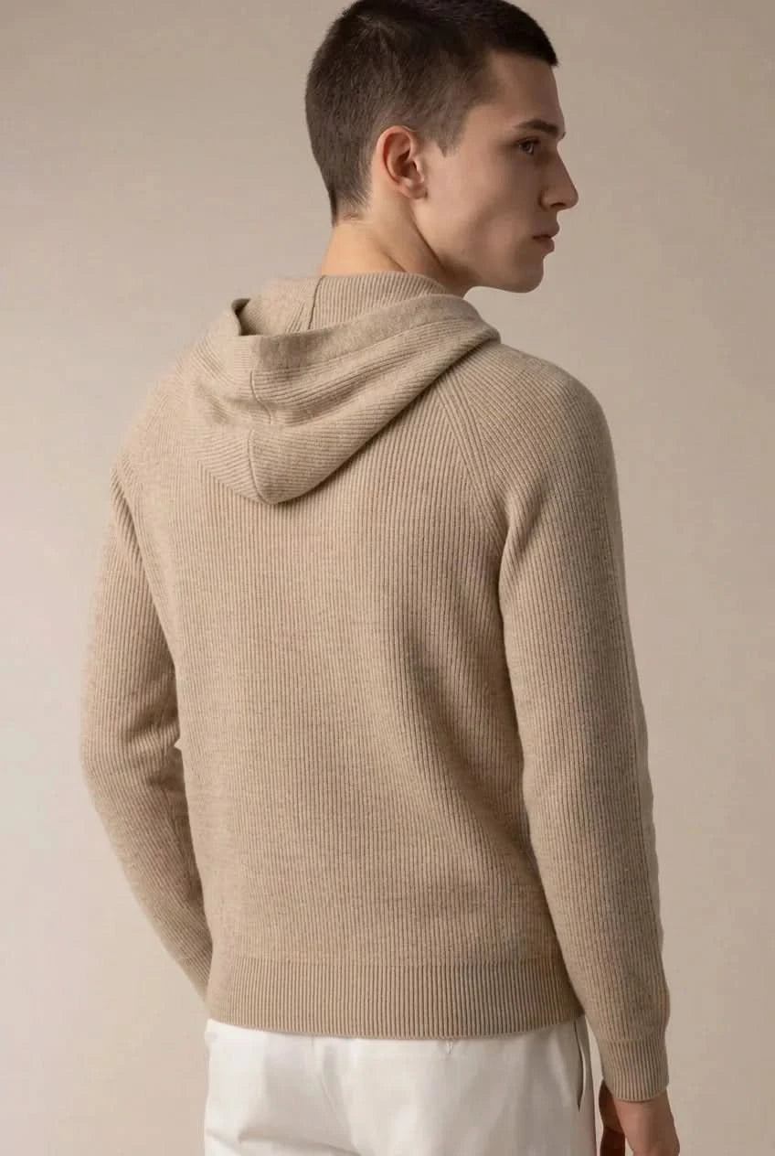 SIRO TAUPE CABLE KNIT HOODIE