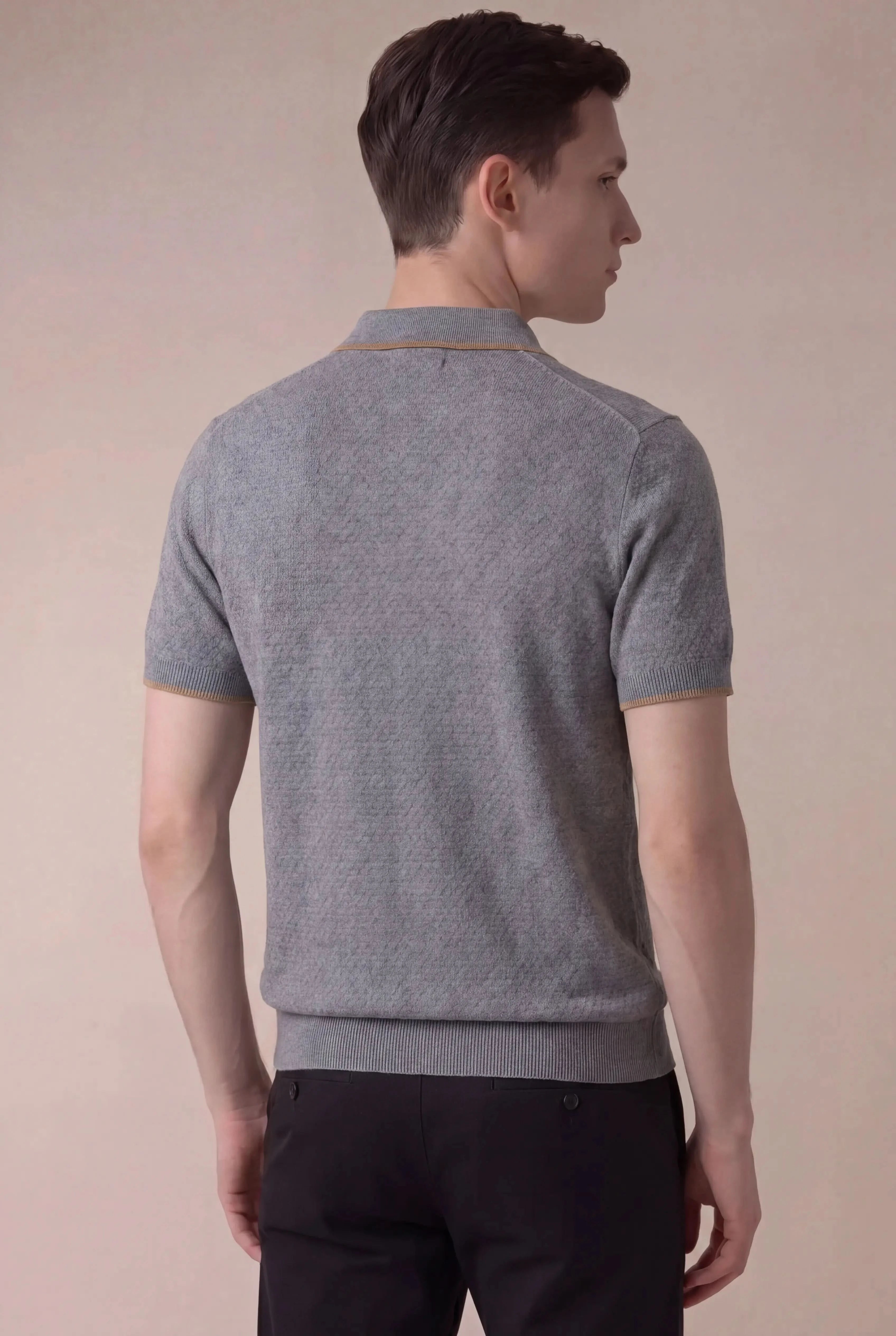 Valdino Textured Knit Polo Ash
