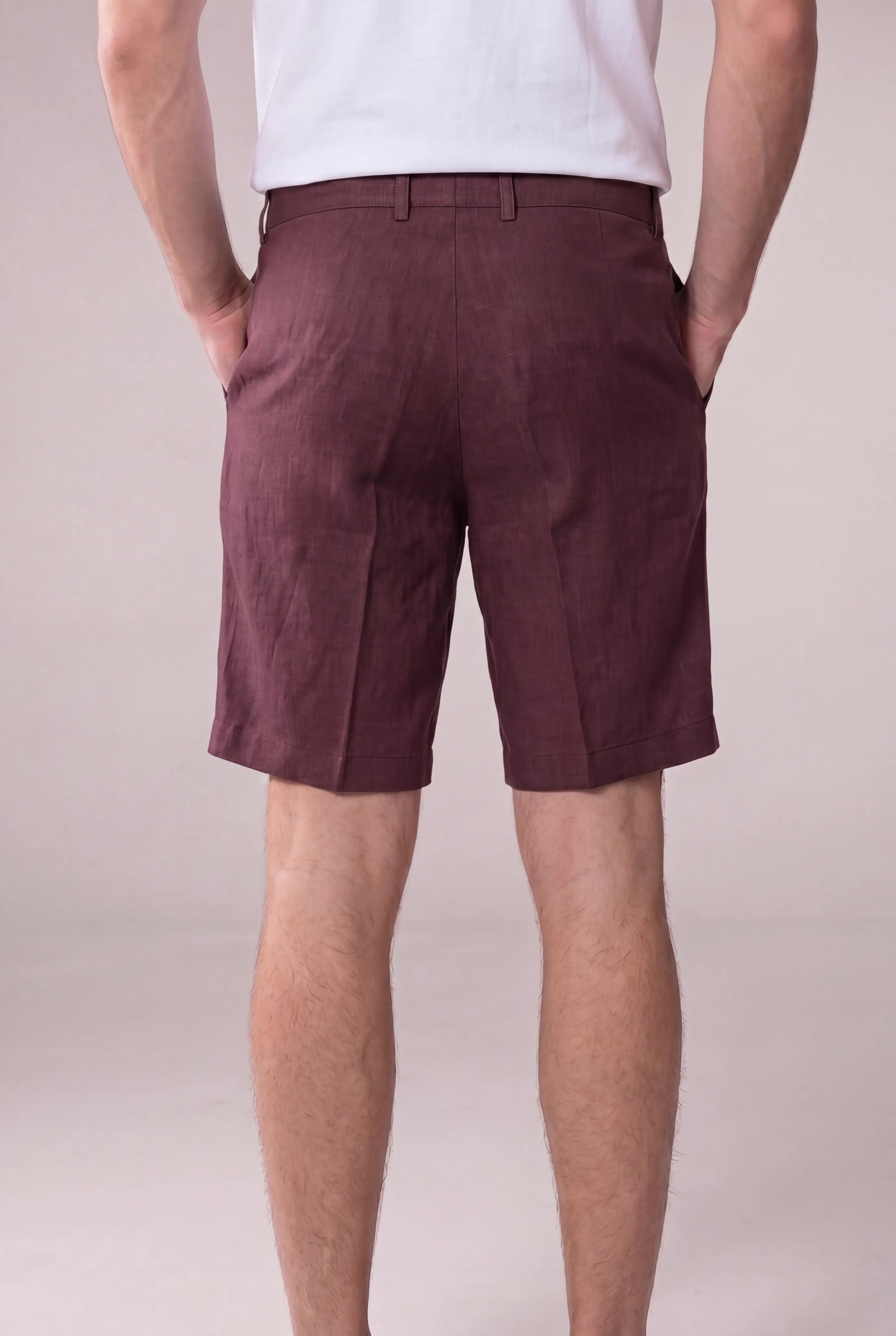 Orvieto Linen Shorts Wine Red