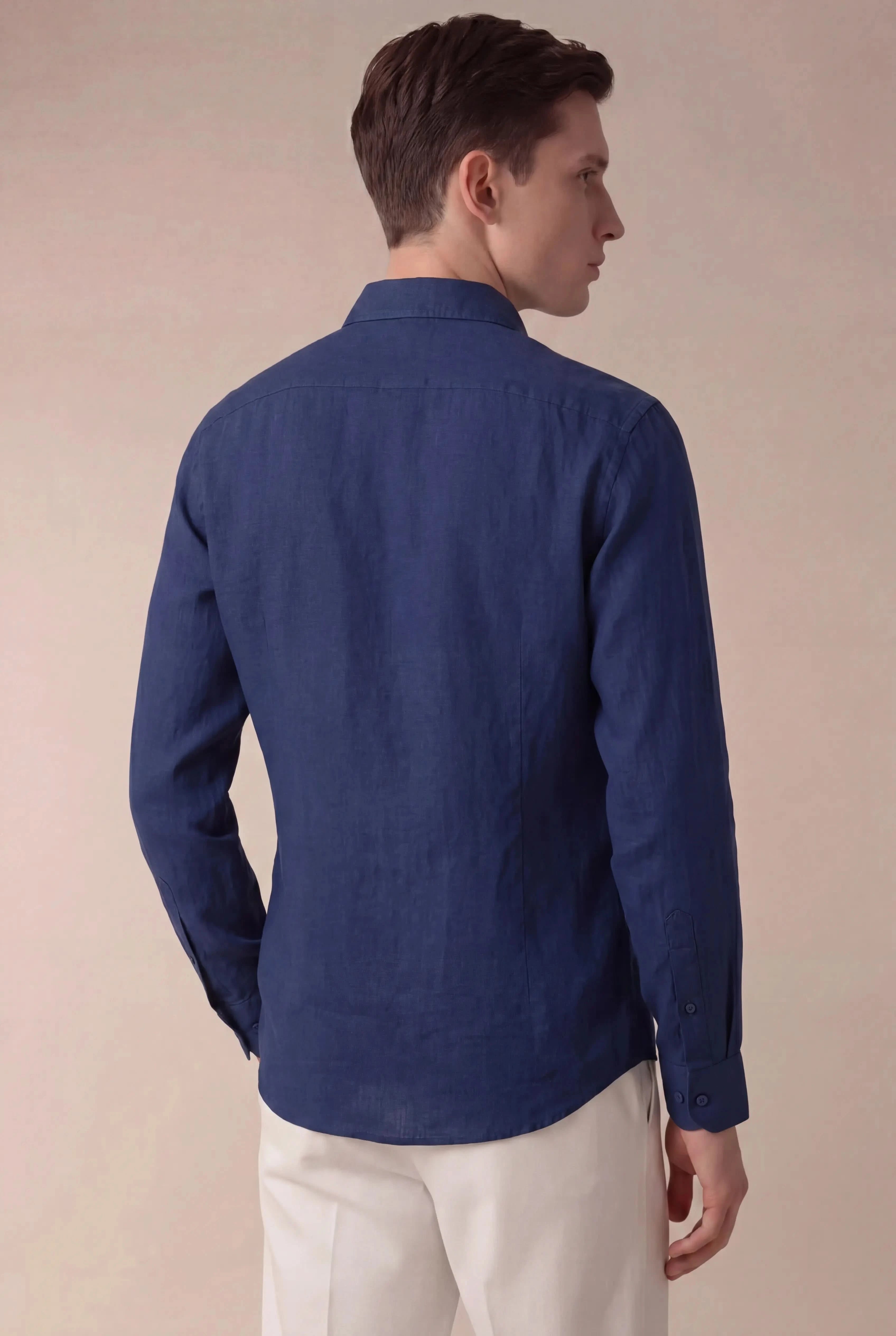 Parvino Linen Shirt Navy