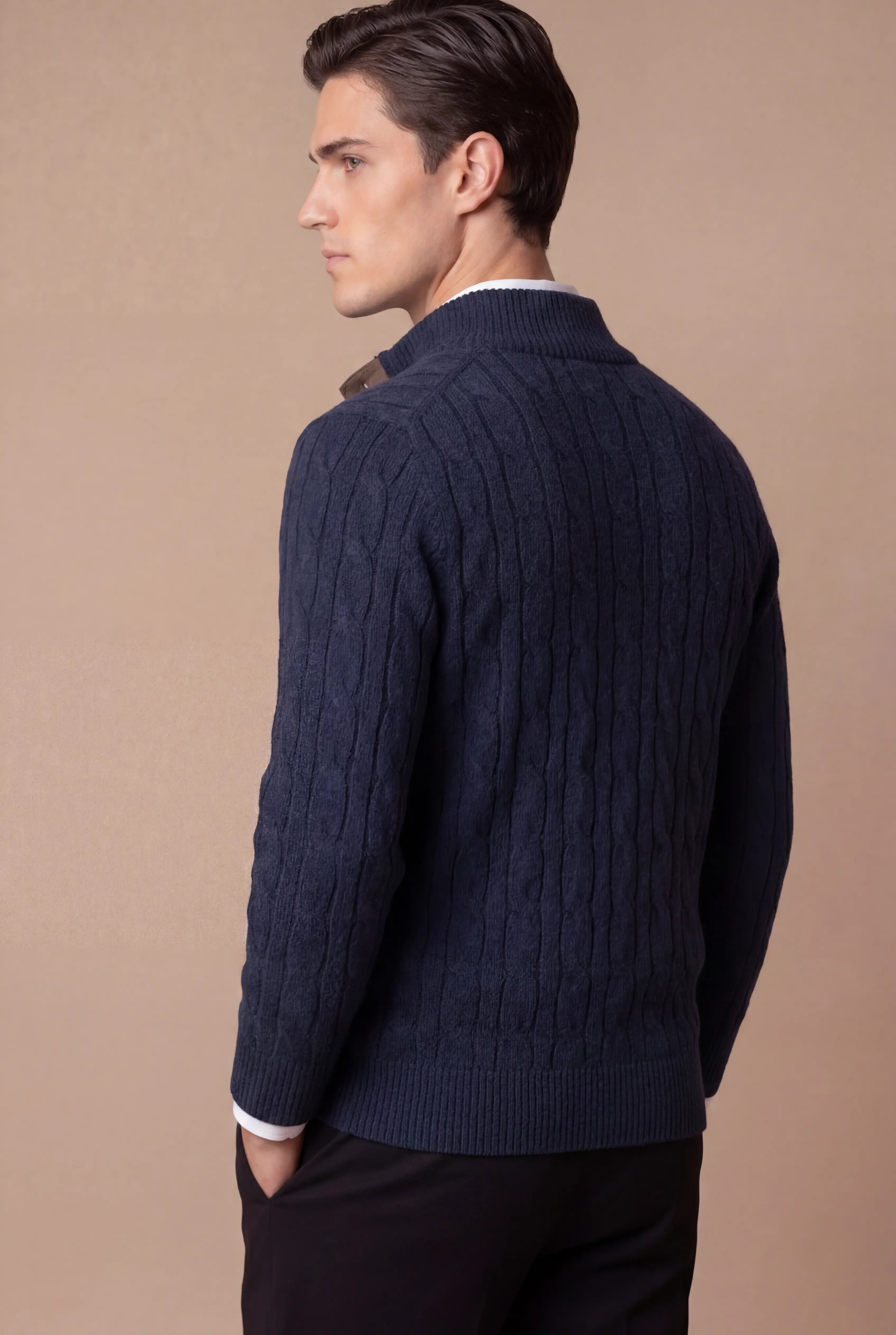 Corvino Cable Knit Sweater Navy