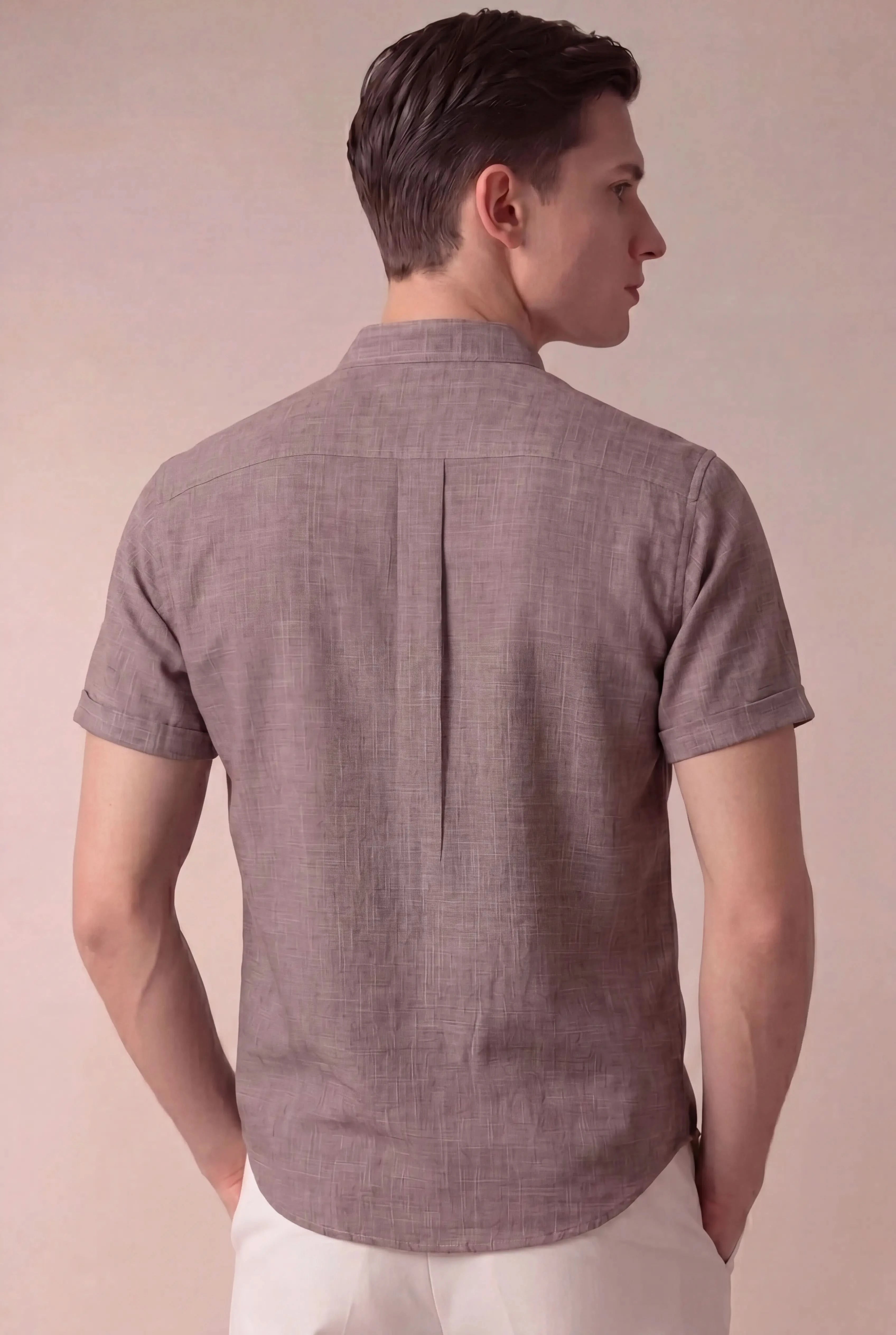 Brentelo Mandarin Shirt Purple