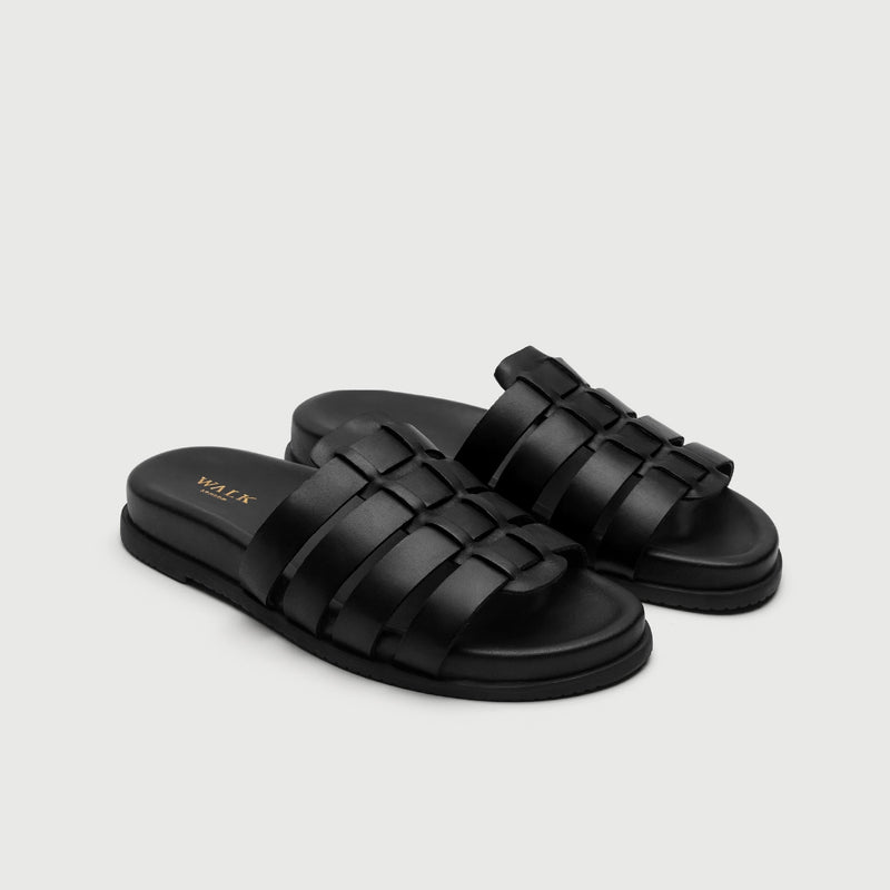 Black Leather Gladiator Sandal