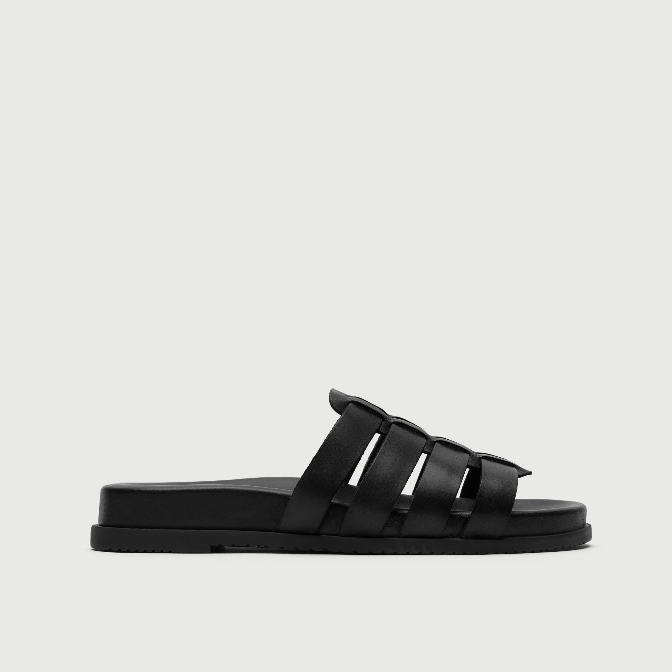 Black Leather Gladiator Sandal