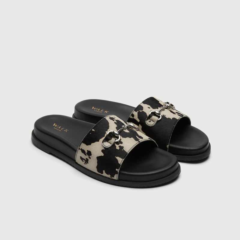 Cow Print Pony Hair Trim Sandal