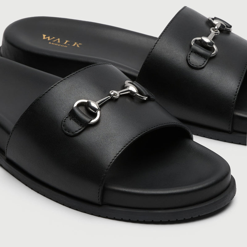 Black Leather Horse Bit Sandal