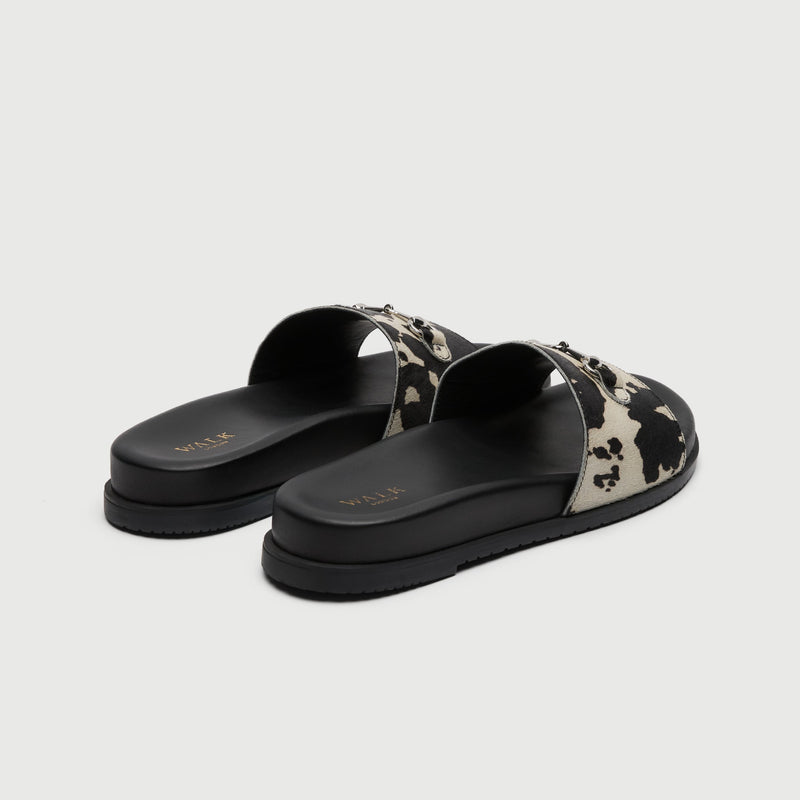 Cow Print Pony Hair Trim Sandal