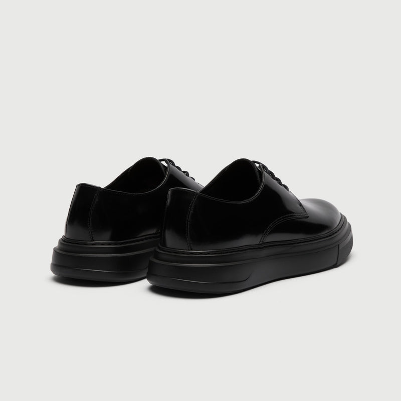 Black Leather Chunky Derby Shoe