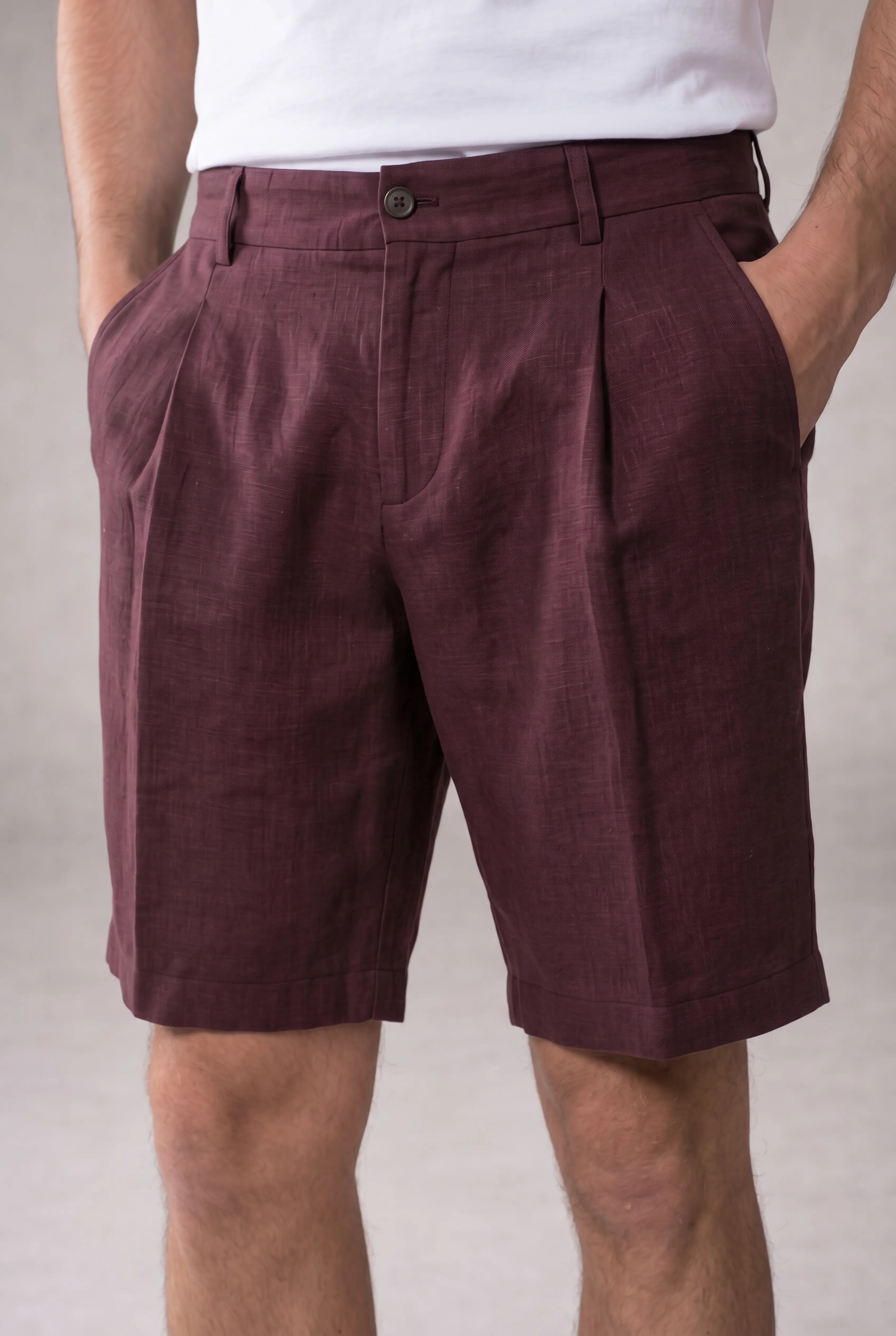 Orvieto Linen Shorts Wine Red