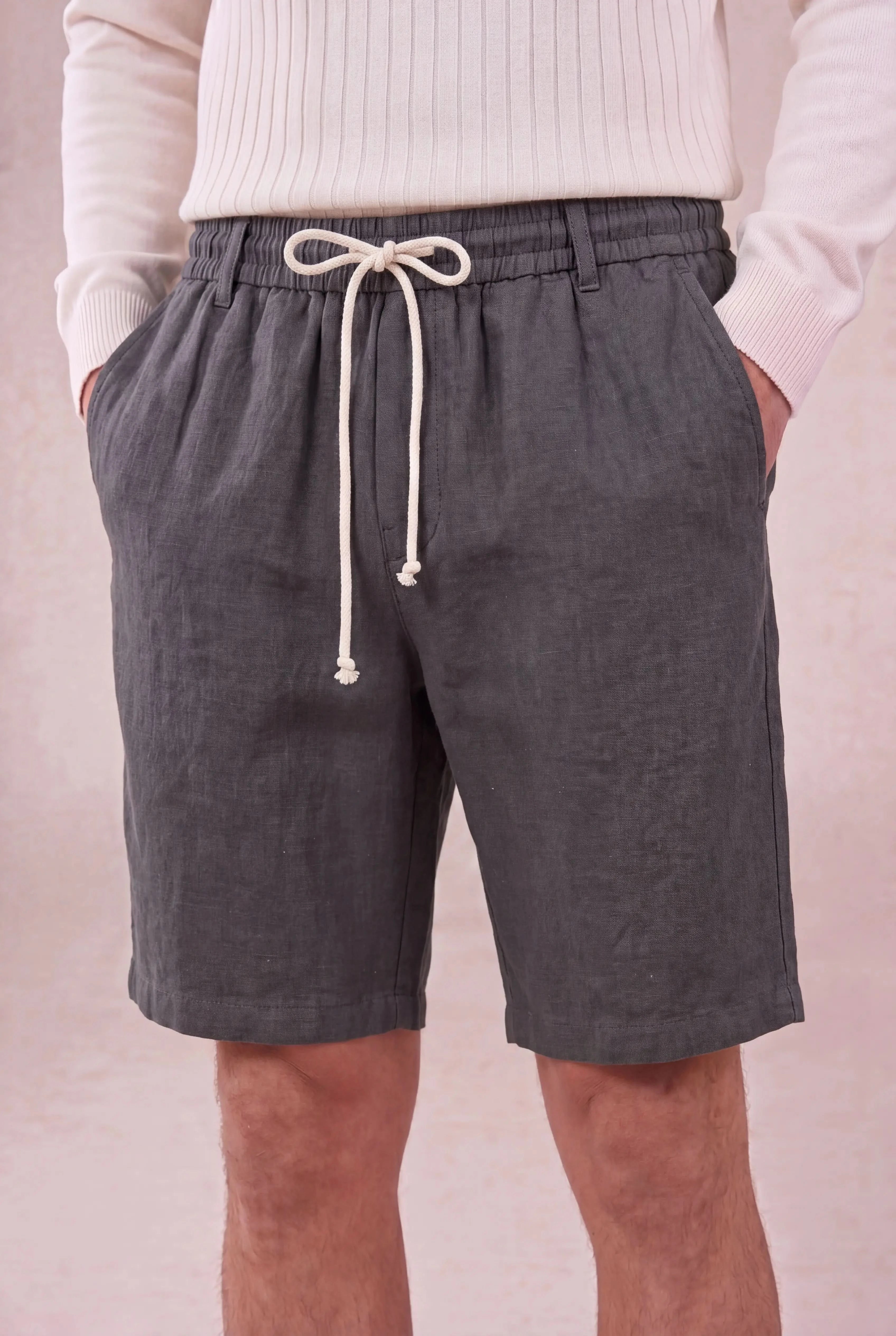 Lecce Linen Shorts Grey
