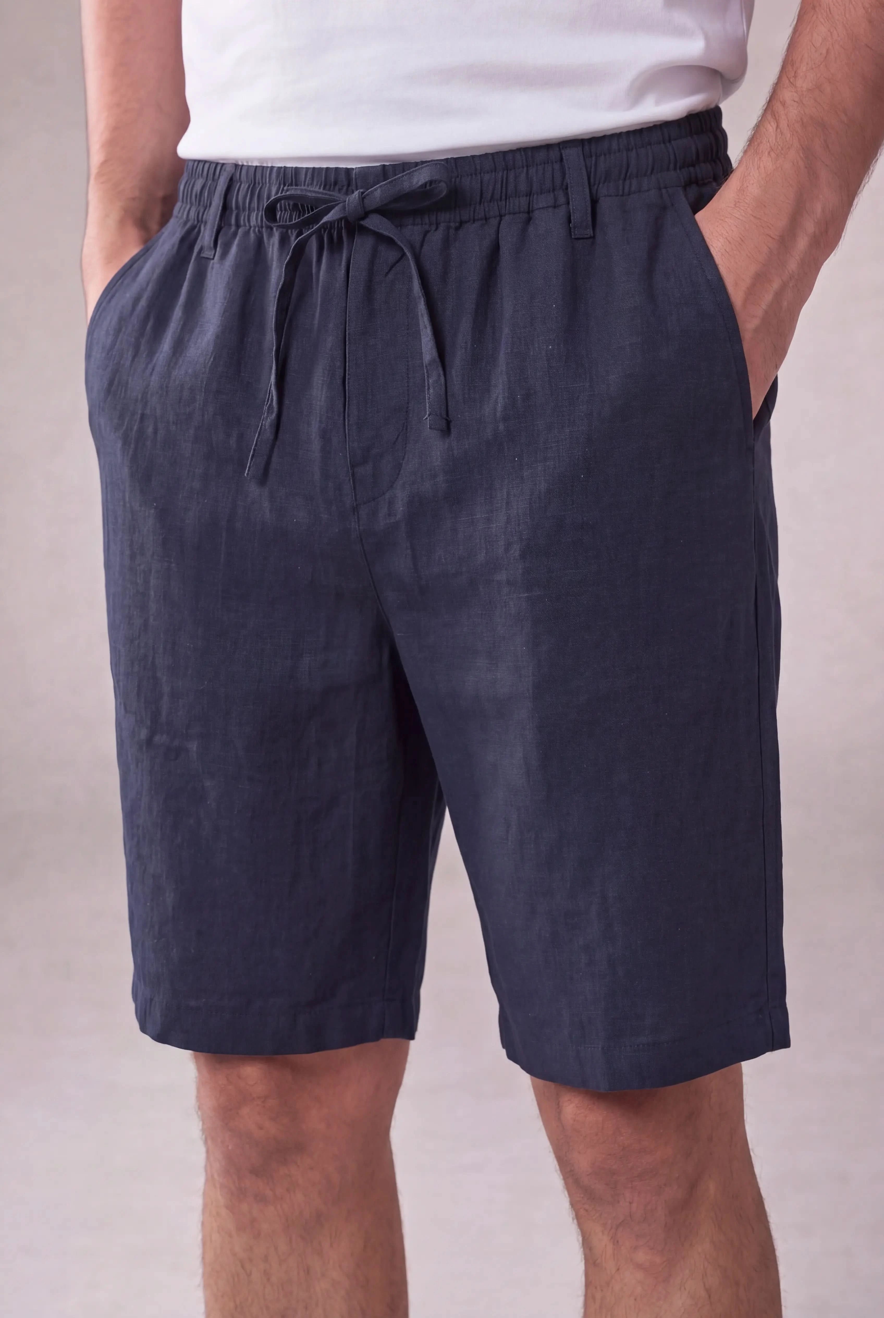 Rosvaro Linen Shorts Navy