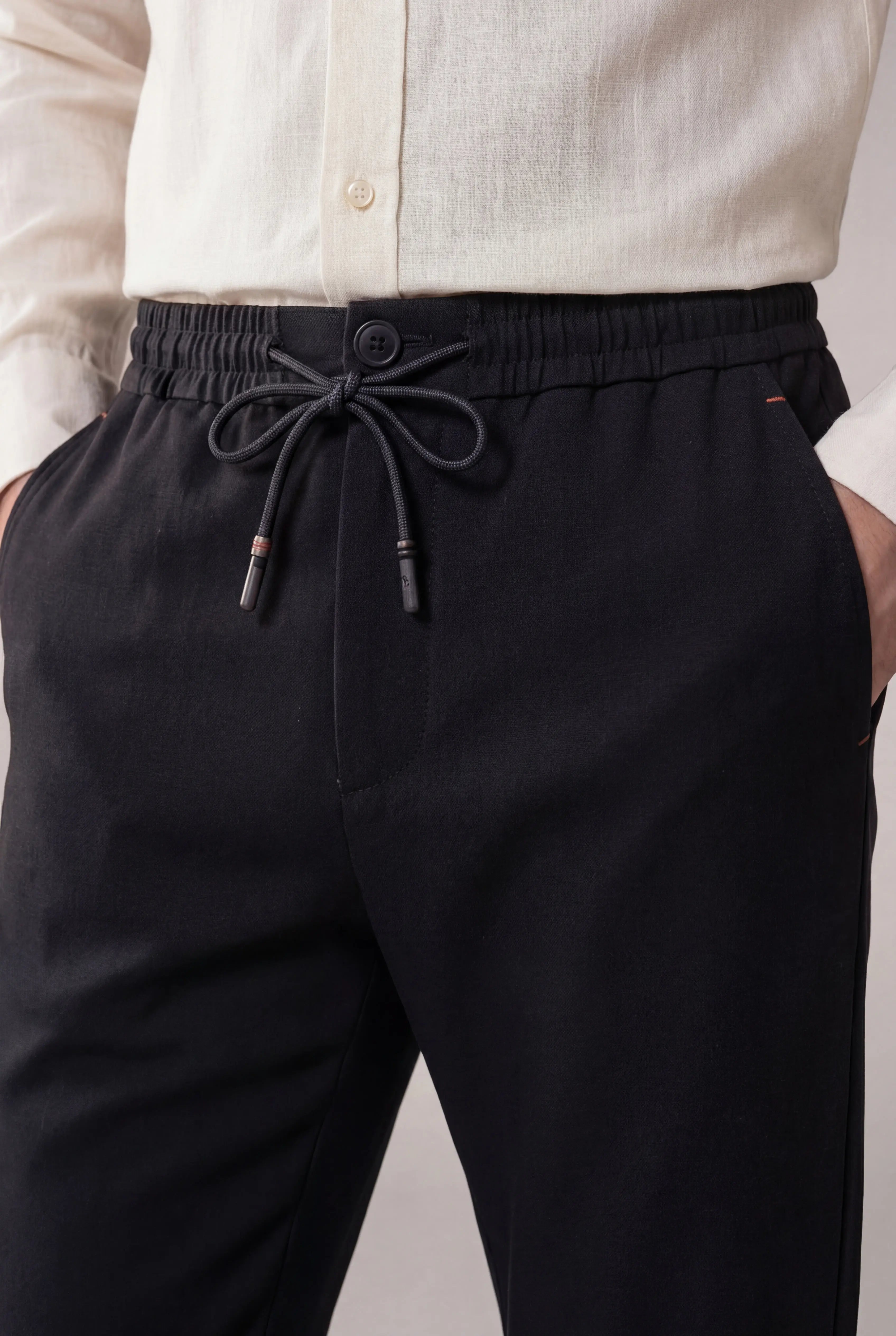Torsaro Stretch Linen Trousers Black