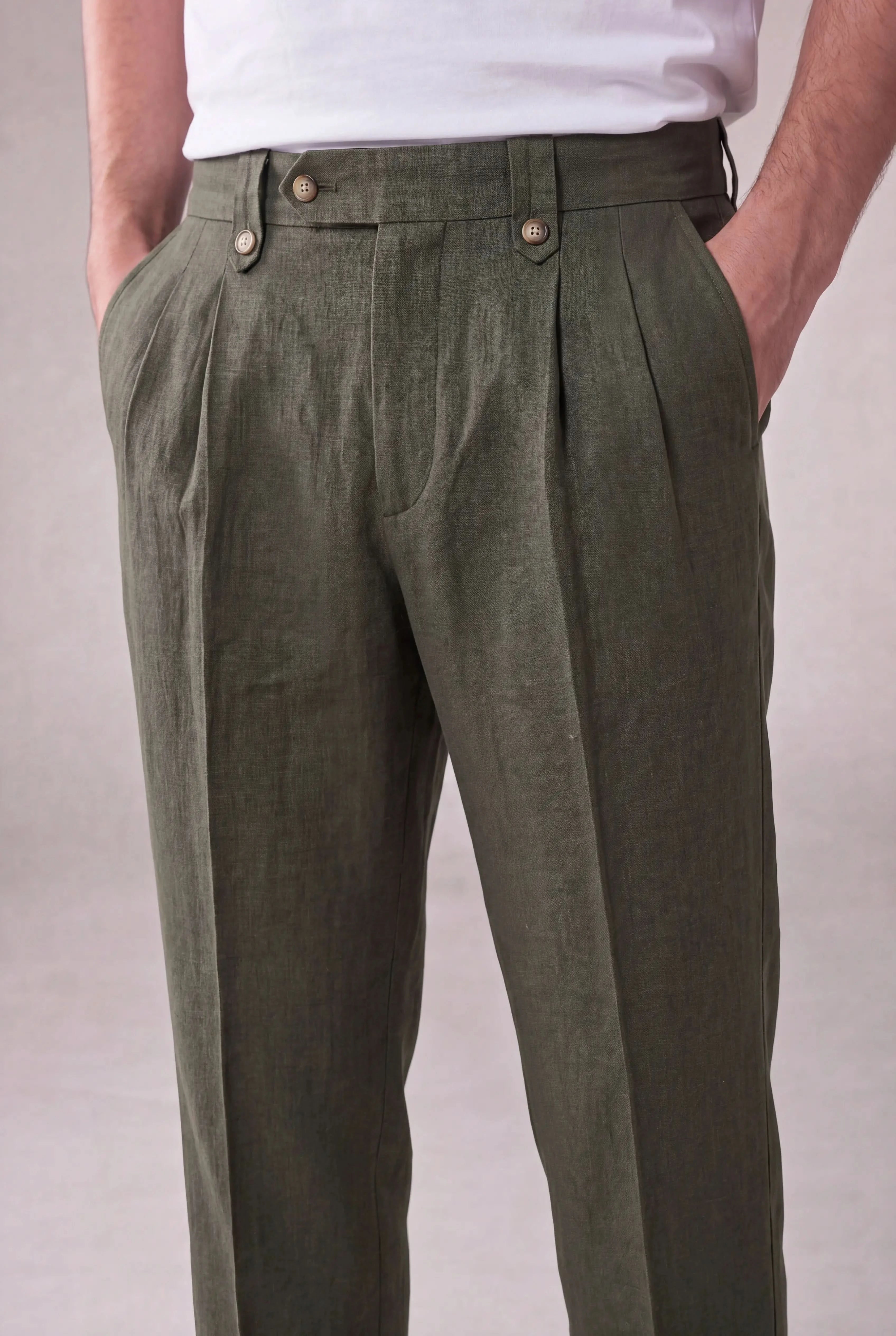 Brescino Pleated Trousers Olive
