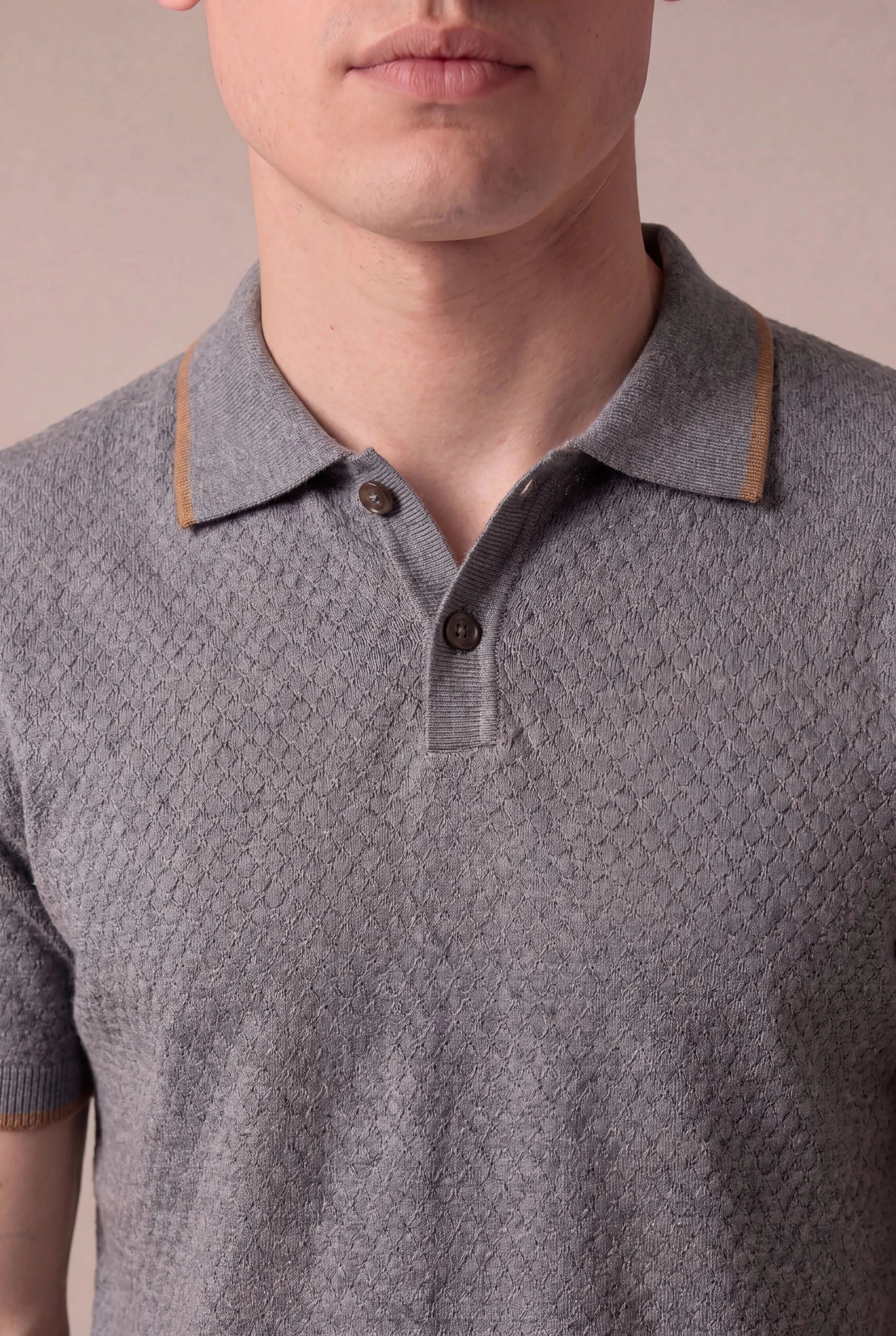 Valdino Textured Knit Polo Ash