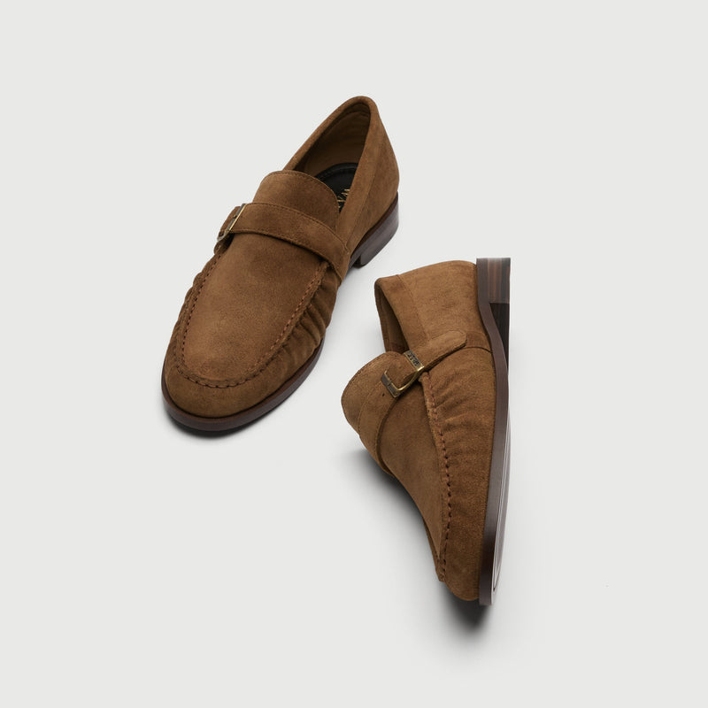 Tan Suède Buckle Loafer