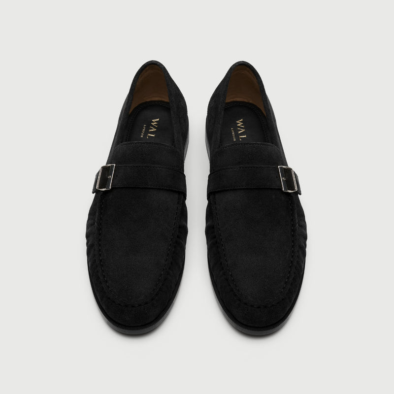 Black Suède Buckle Loafer