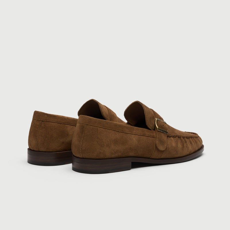 Tan Suède Buckle Loafer