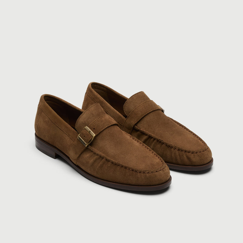 Tan Suède Buckle Loafer
