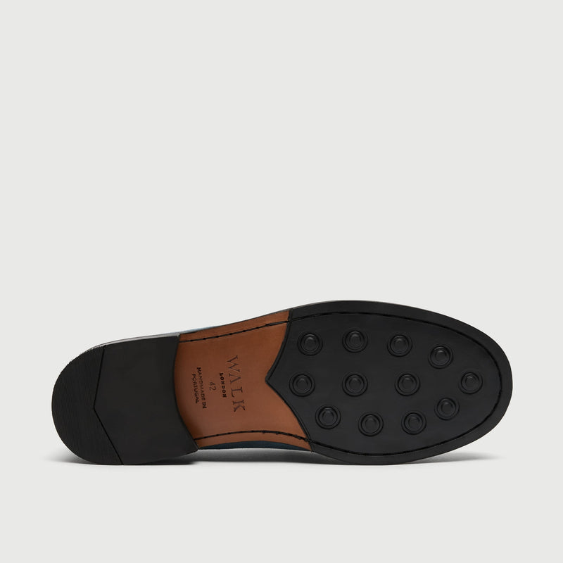 Blue Suède Horse Bit Loafer