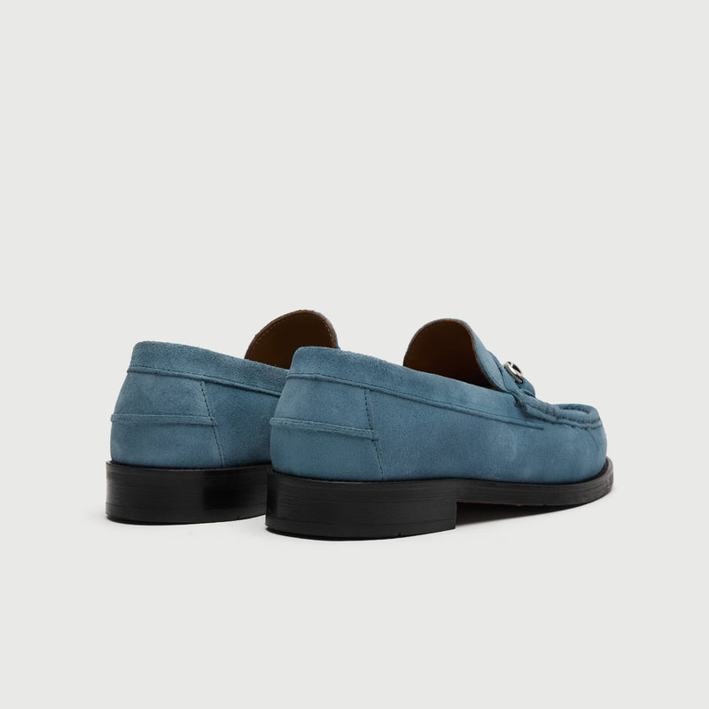 Blue Suède Horse Bit Loafer