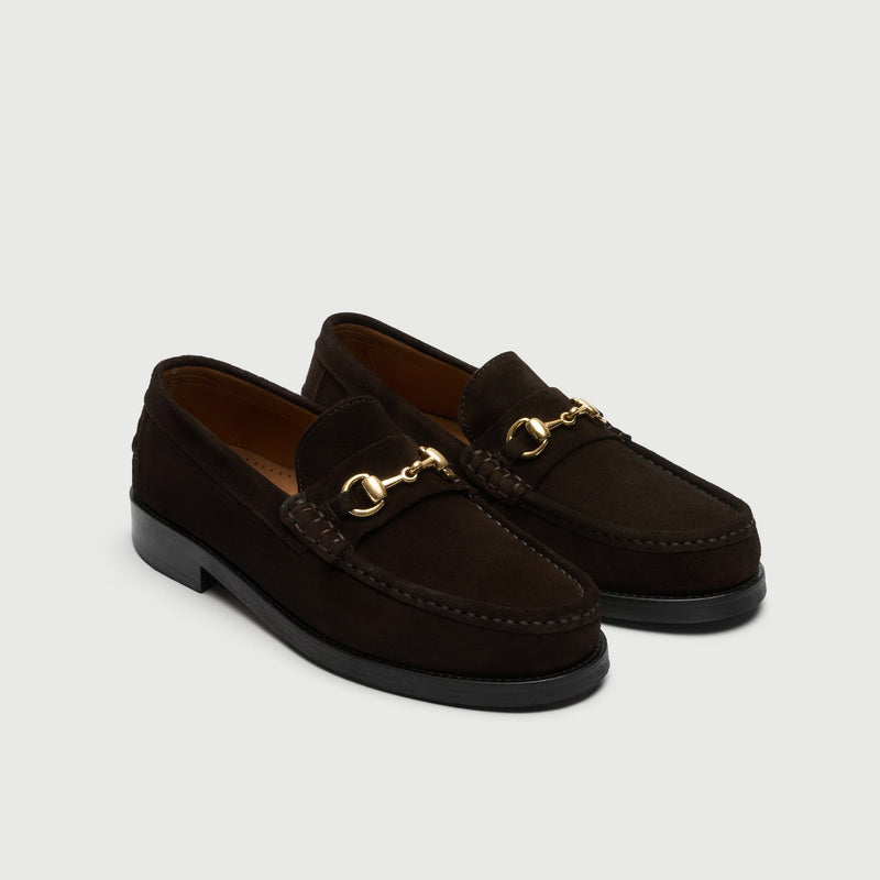 Brown Suède Horse Bit Loafer