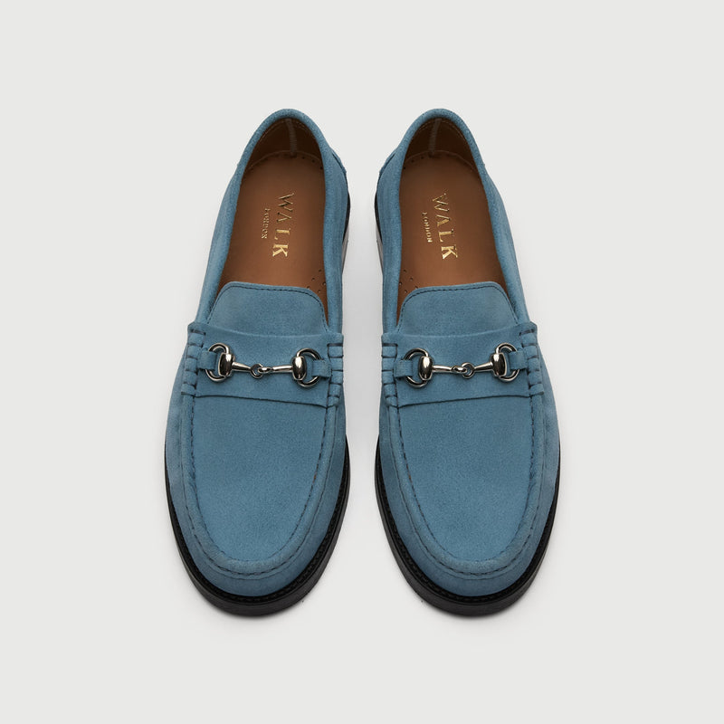 Blue Suède Horse Bit Loafer