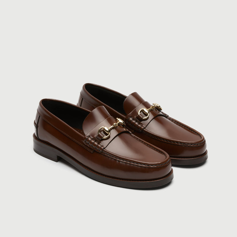 Tan Suède Horse Bit Loafer