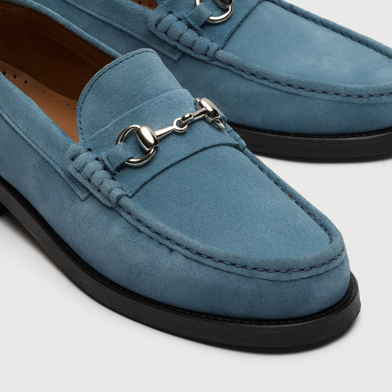 Blue Suède Horse Bit Loafer
