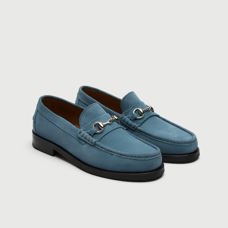 Blue Suède Horse Bit Loafer