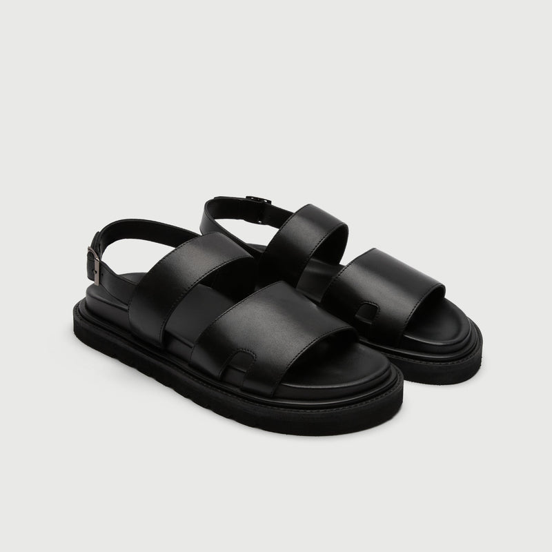 Black Leather Backstrap Sandal