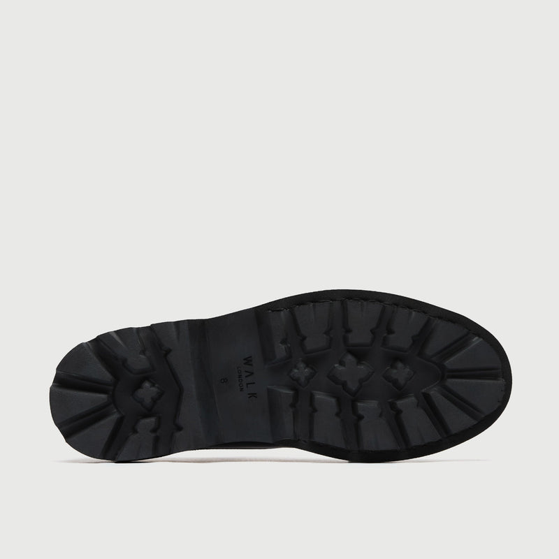Black Leather Cleated Monk Strap Shoe