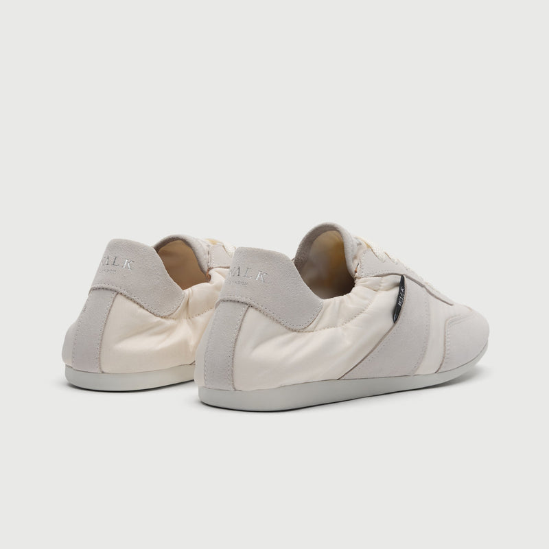 White Suède And Textile Trainer