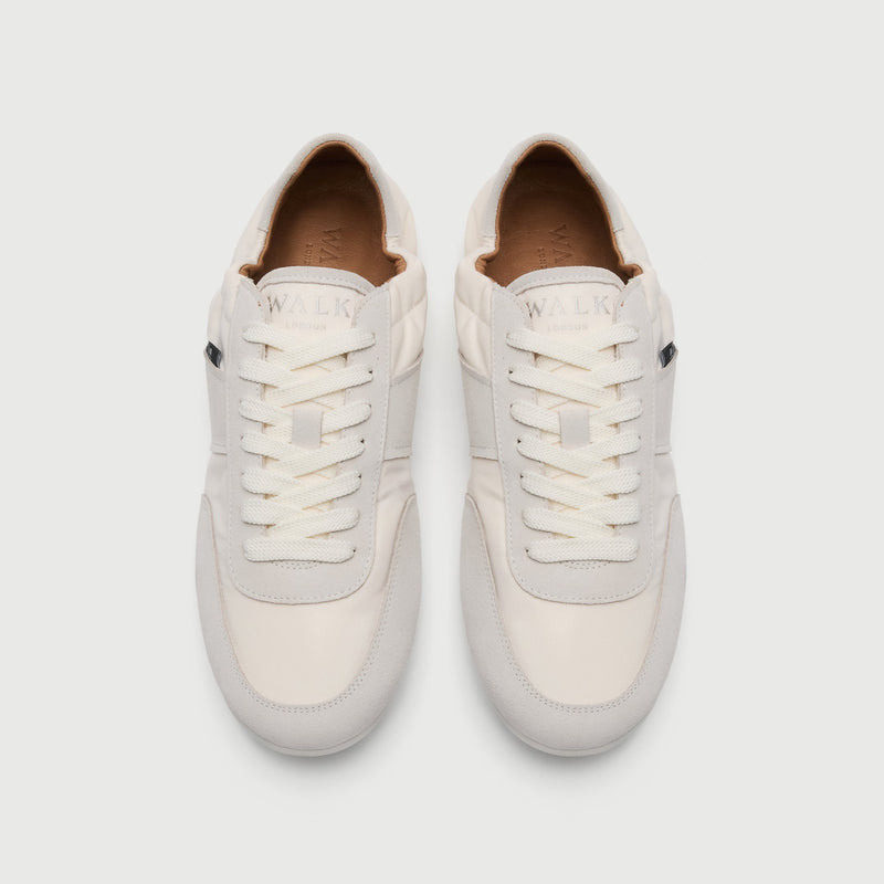 White Suède And Textile Trainer