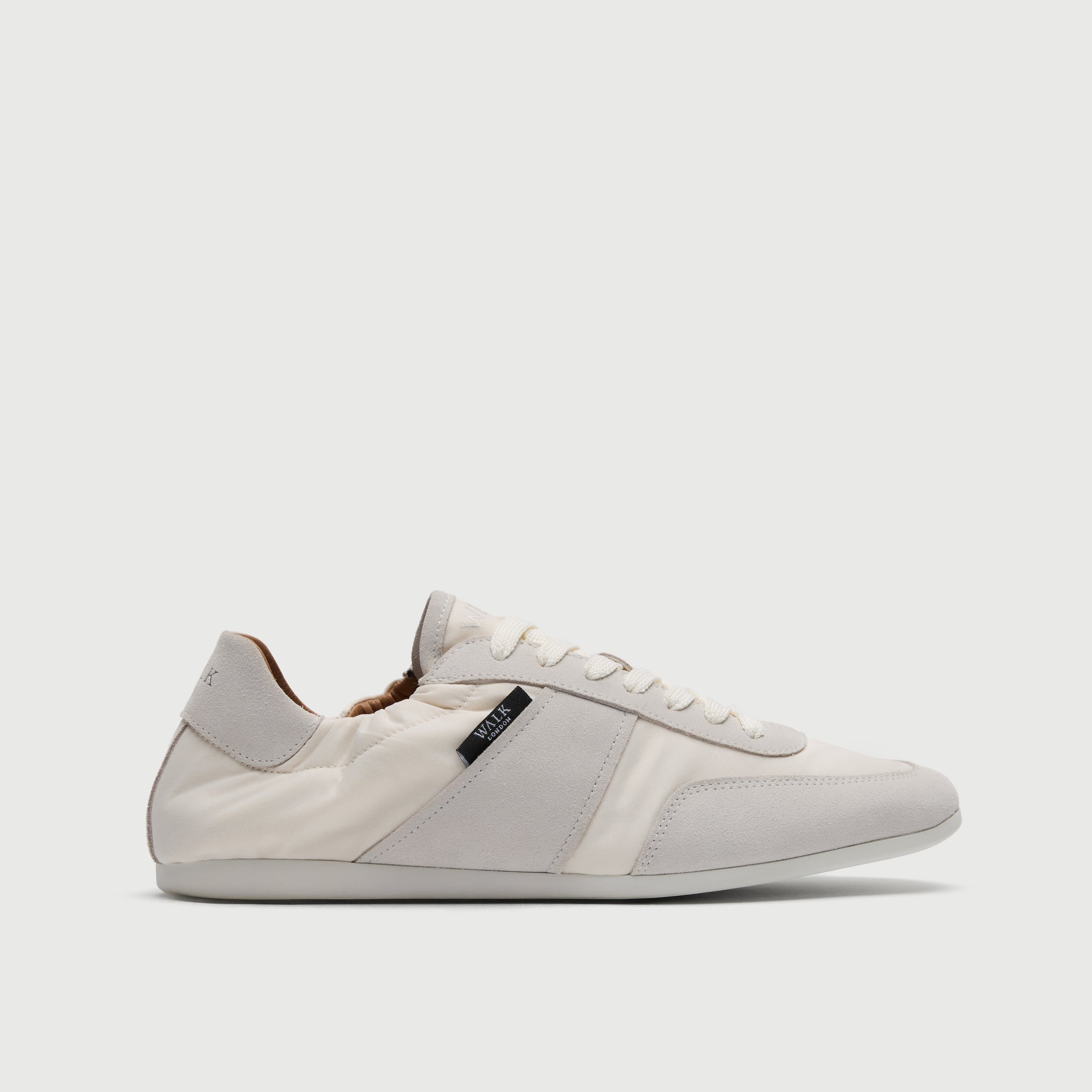 White Suède And Textile Trainer