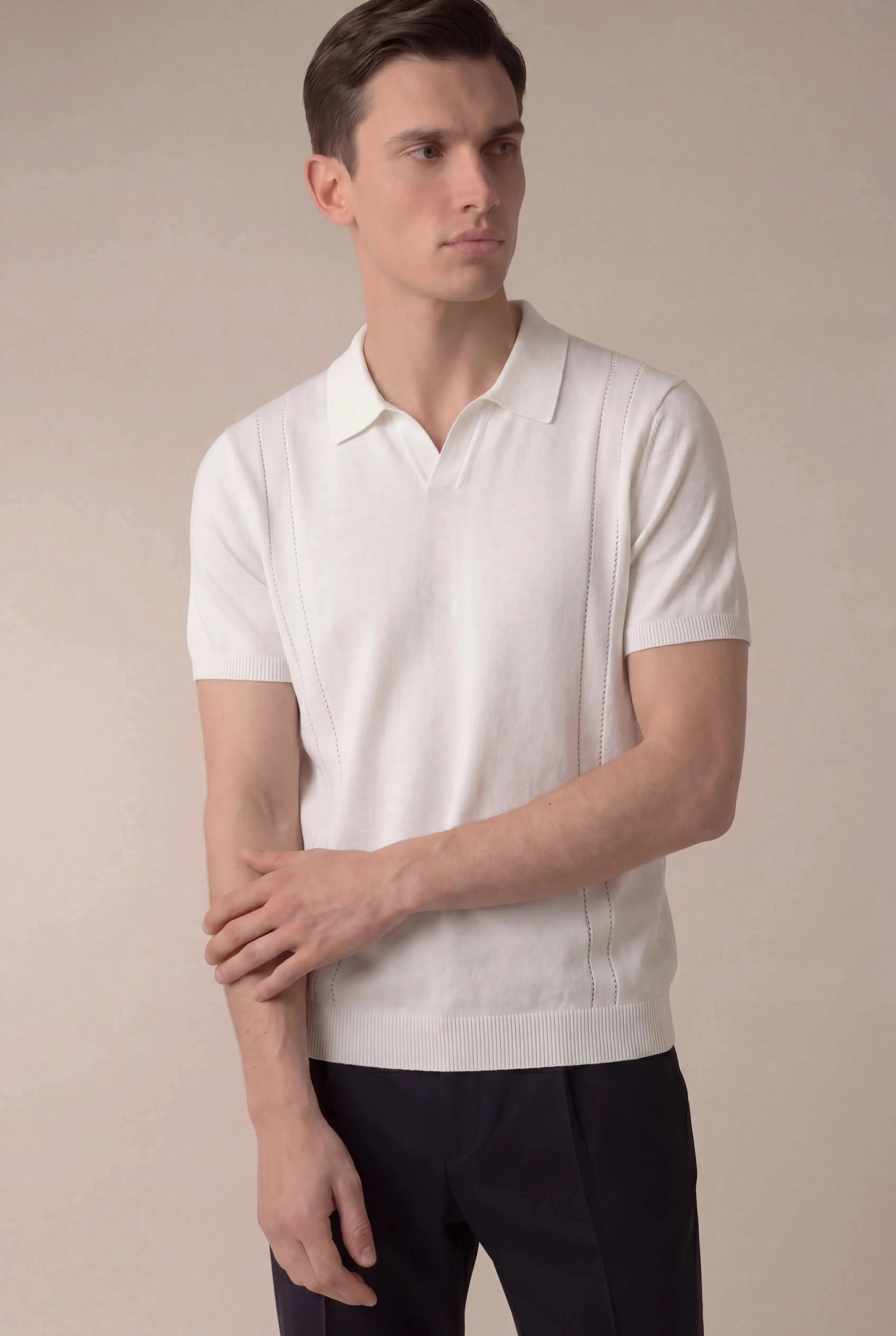 Falcino Knit Polo White