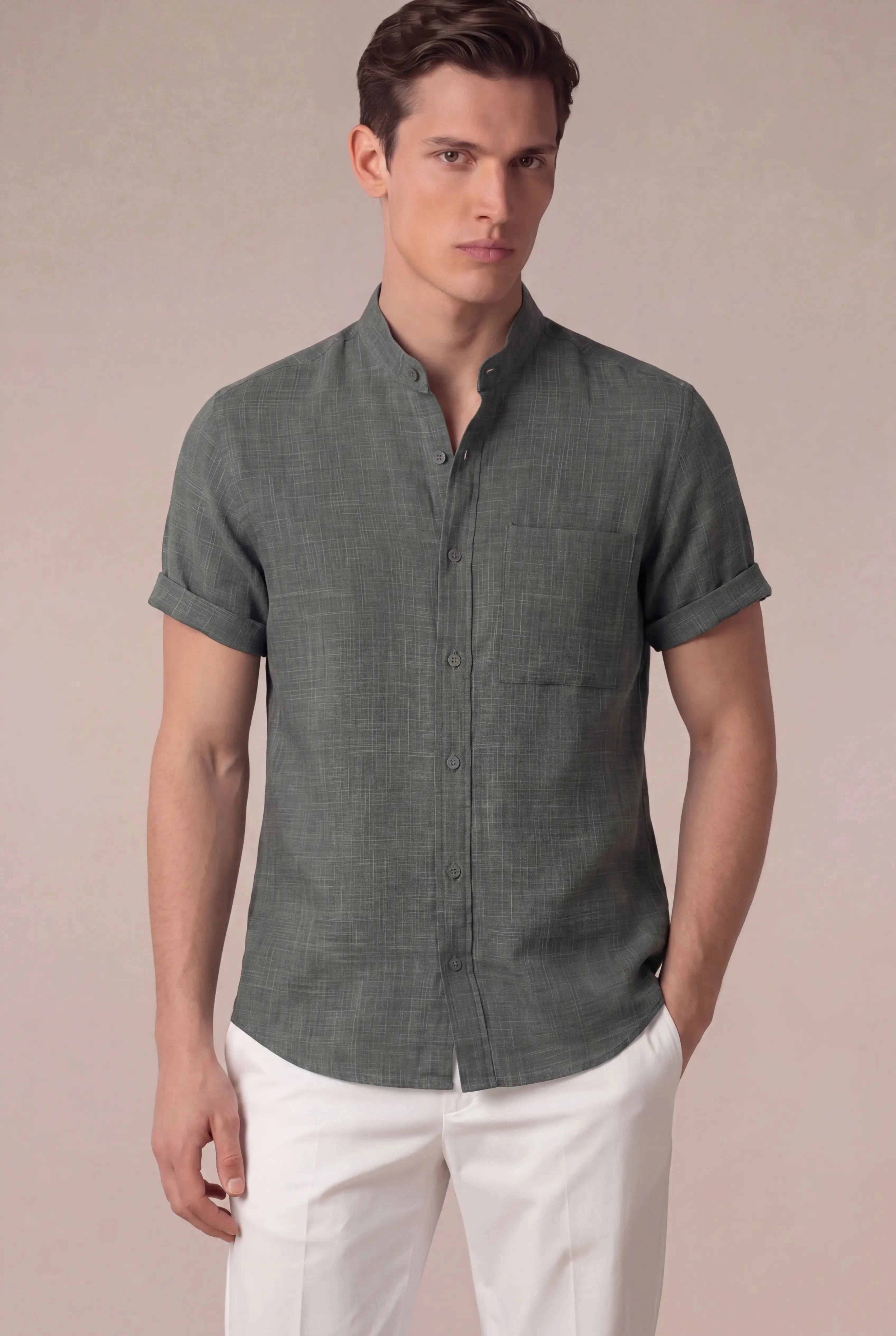 Brentelo Mandarin Shirt Gray