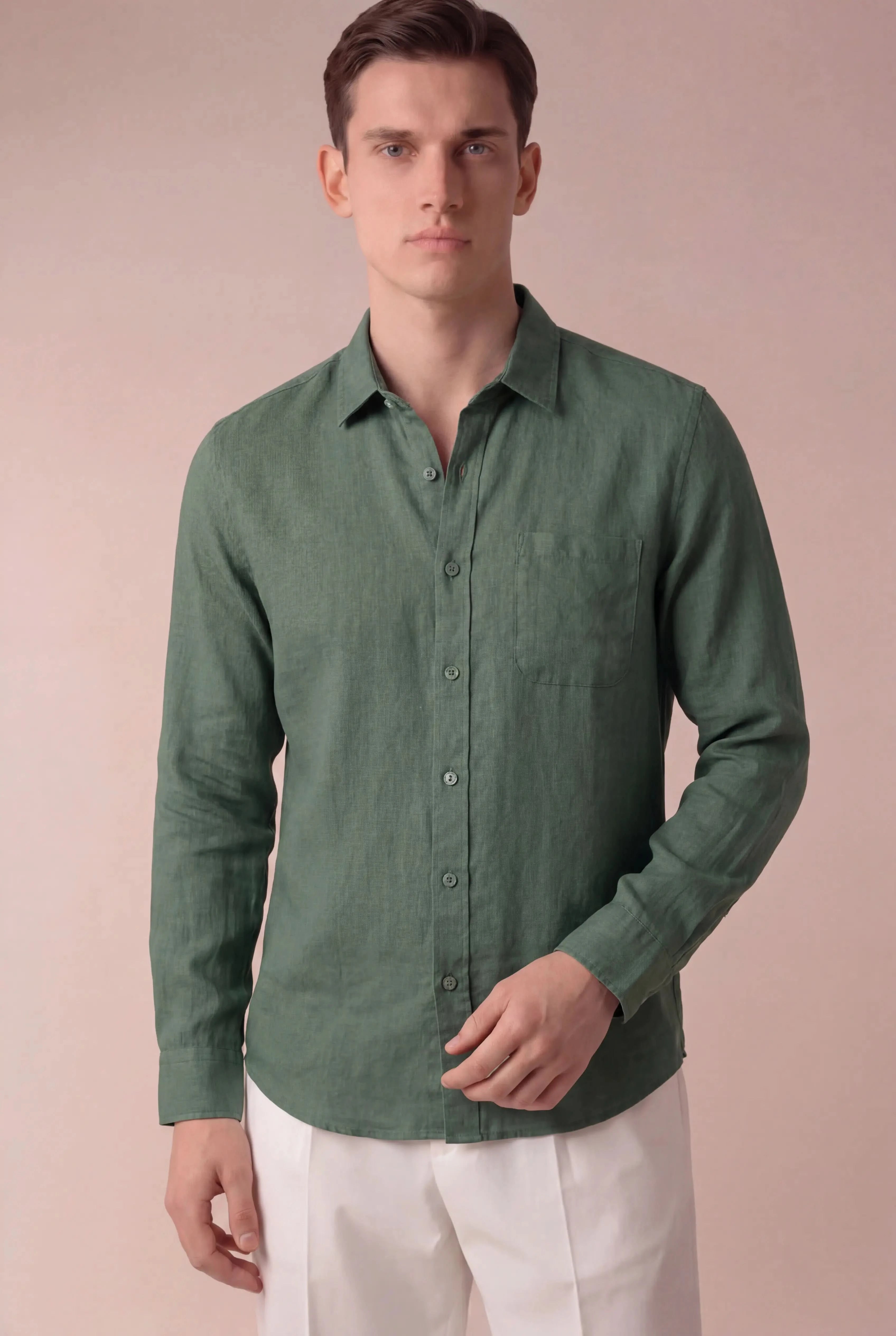 Parvino Linen Shirt Green